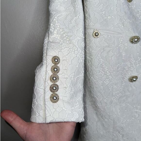 Rebecca Vallance NWT Hariet Blazer Mini Dress Ivory Lace Size US 4 Pearl Buttons - Picture 4 of 10